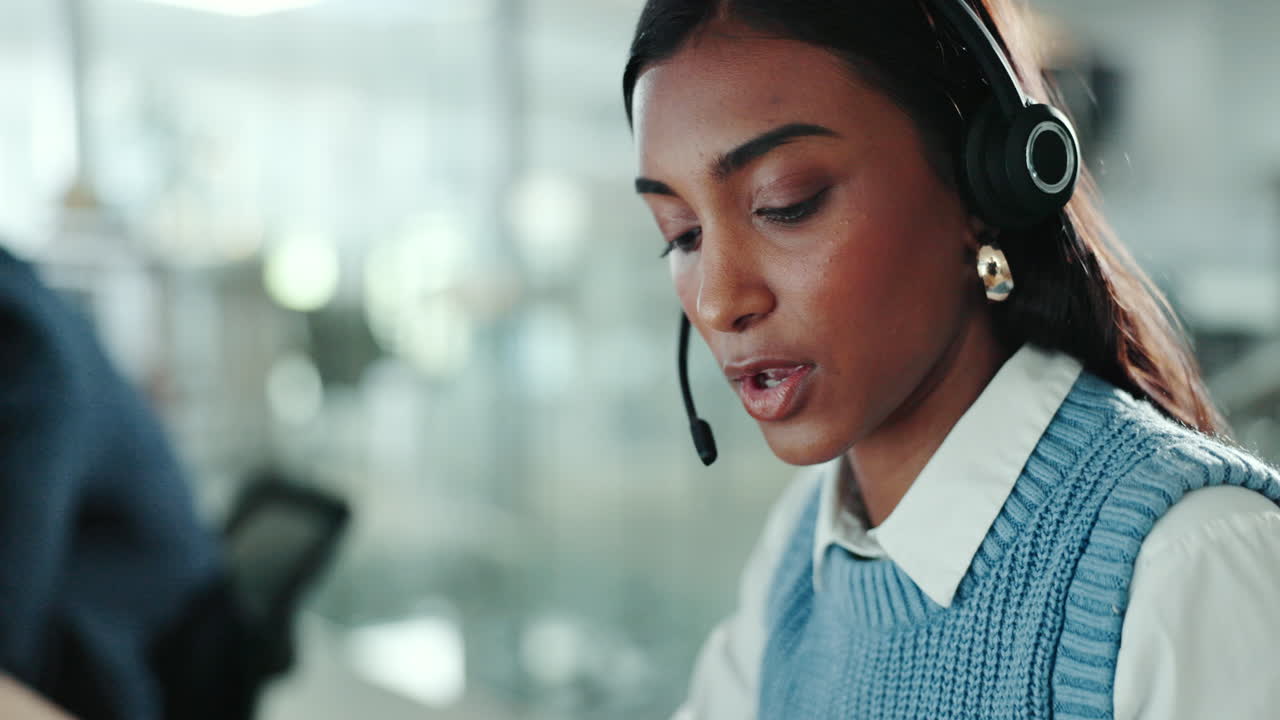 Business, telemarketing and woman with help