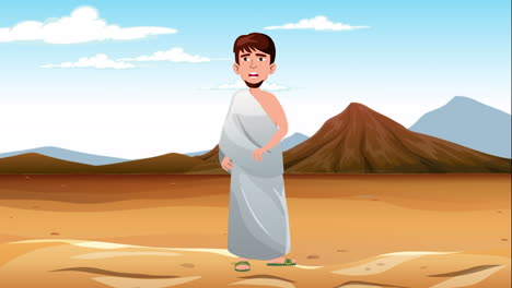 muslim pilgrim in the desert