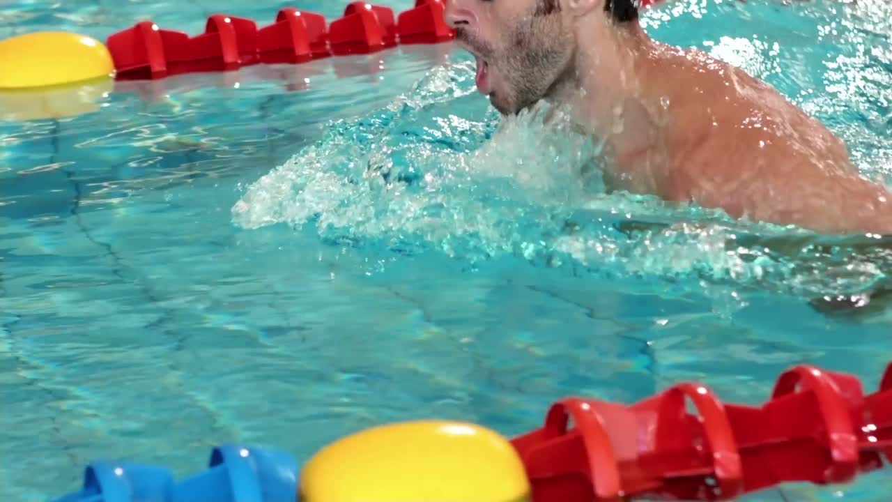 Fit homem nadando na piscina