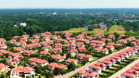 Aerial-drone-footage-over-the-summer-street