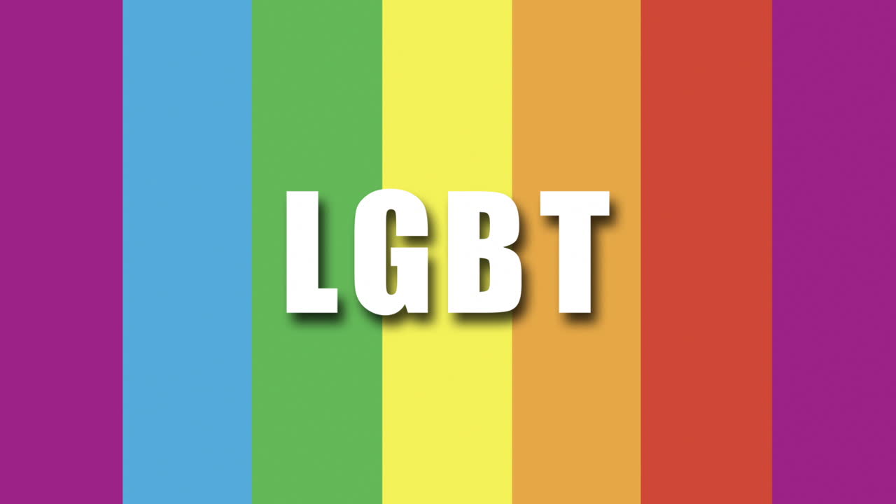 "LGBT" 3D Graphic over a rainbow background