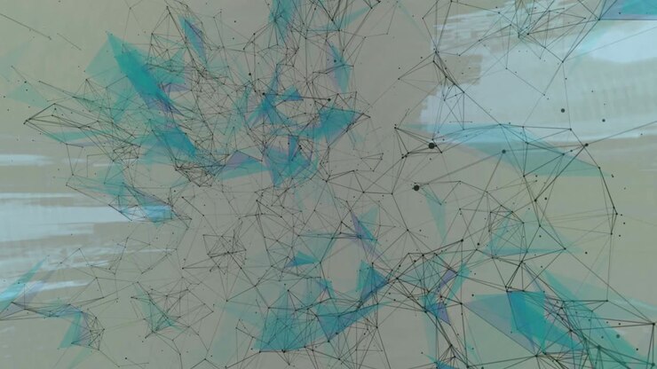 Animation of network of connections data processing on white background