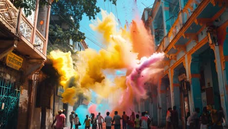 vibrant holi festival celebration with colorful powder