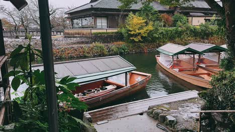 rainy day canal boat tour in japan