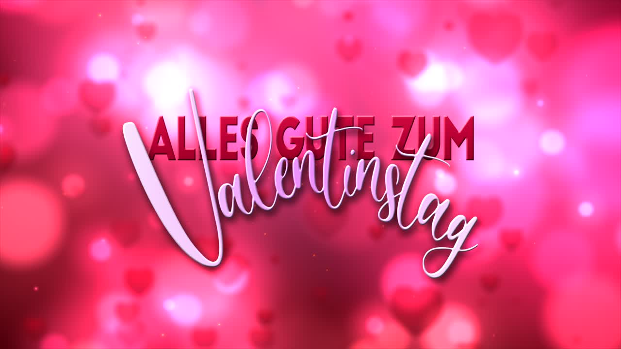 gráfico de movimiento estacional de alta calidad que celebra el día de san valentín, con un esquema de color rosa intenso y corazones palpitantes brillantes - el texto dice "alles gute zum valentinstag