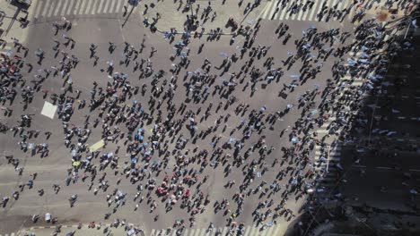 masses of israelis in demonstrations against the government in tel aviv