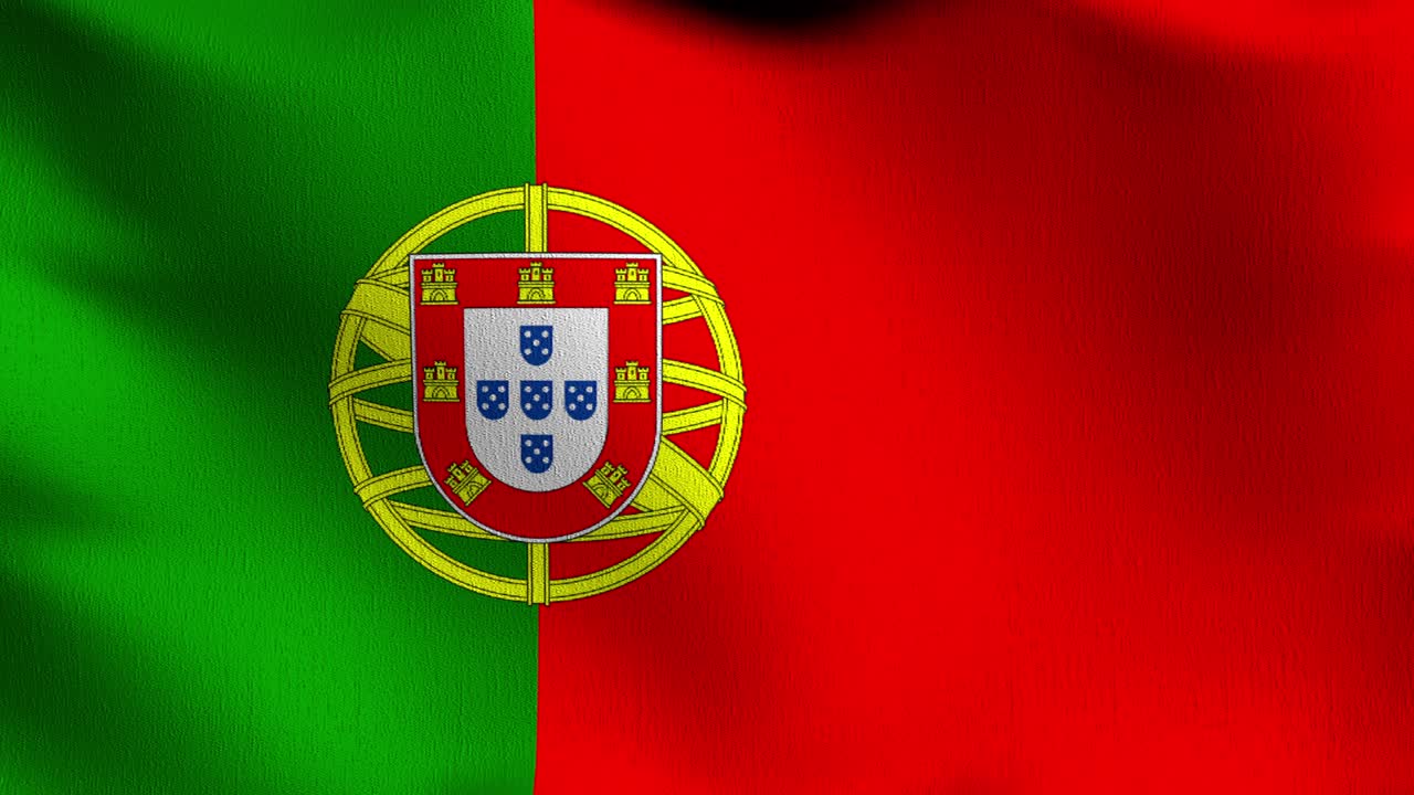 ポルトガルの国旗は風に吹かれています - 公式の愛国的な抽象デザイン - 3dレンダリングのイラスト - 振るサインのシンボル