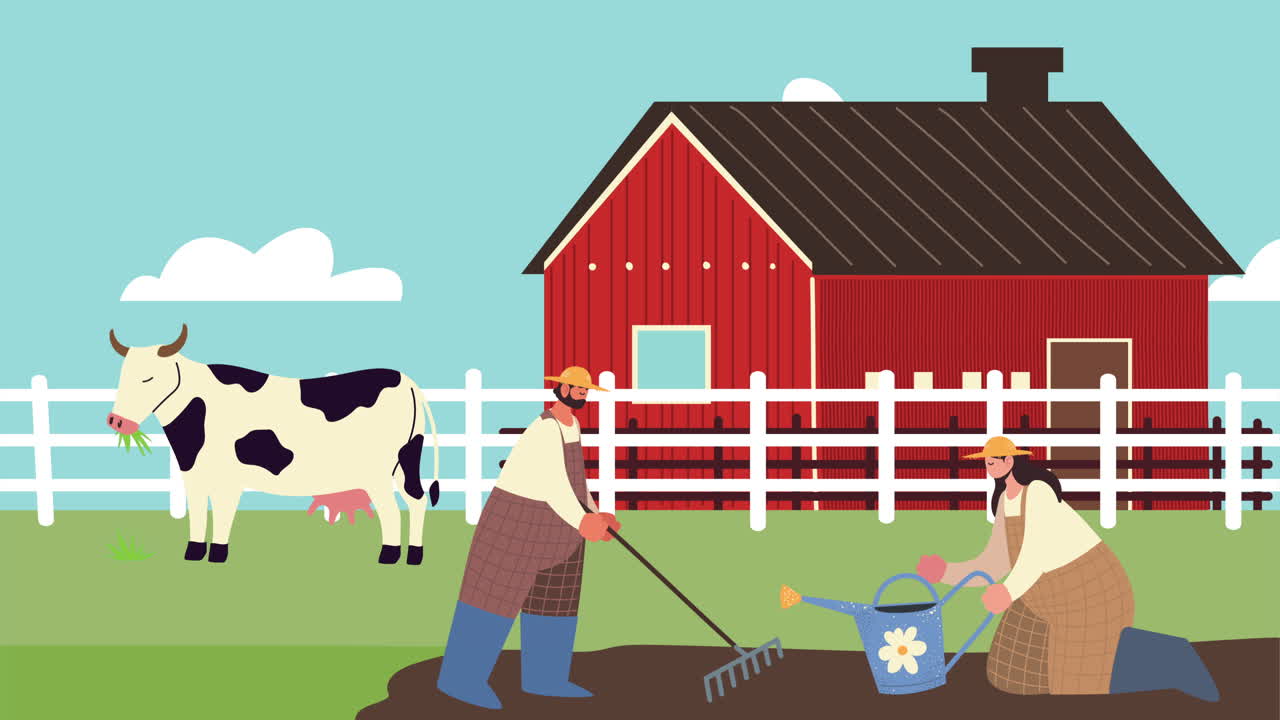 농부 부부 농업 노동자