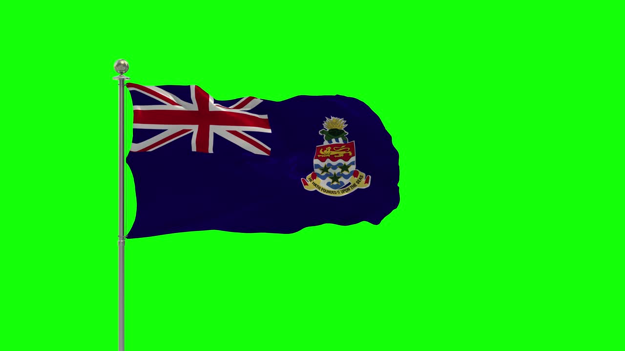 케이먼 제도 (cayman islands) - 크로마 키가 있는 기둥 위에 흔들리는 발의 3d 일러스트레이션