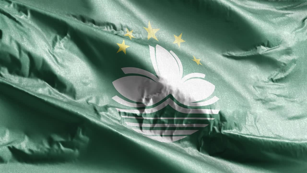 마카오 섬유 발이 바람에 흔들리며, 마카오 발은 바람에서 흔들리고, 직물 섬유 조직은 완전히 채우는 배경, 10 초 루프.