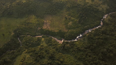 aerial view from above of a torrent in the rift valley, kenya, africa