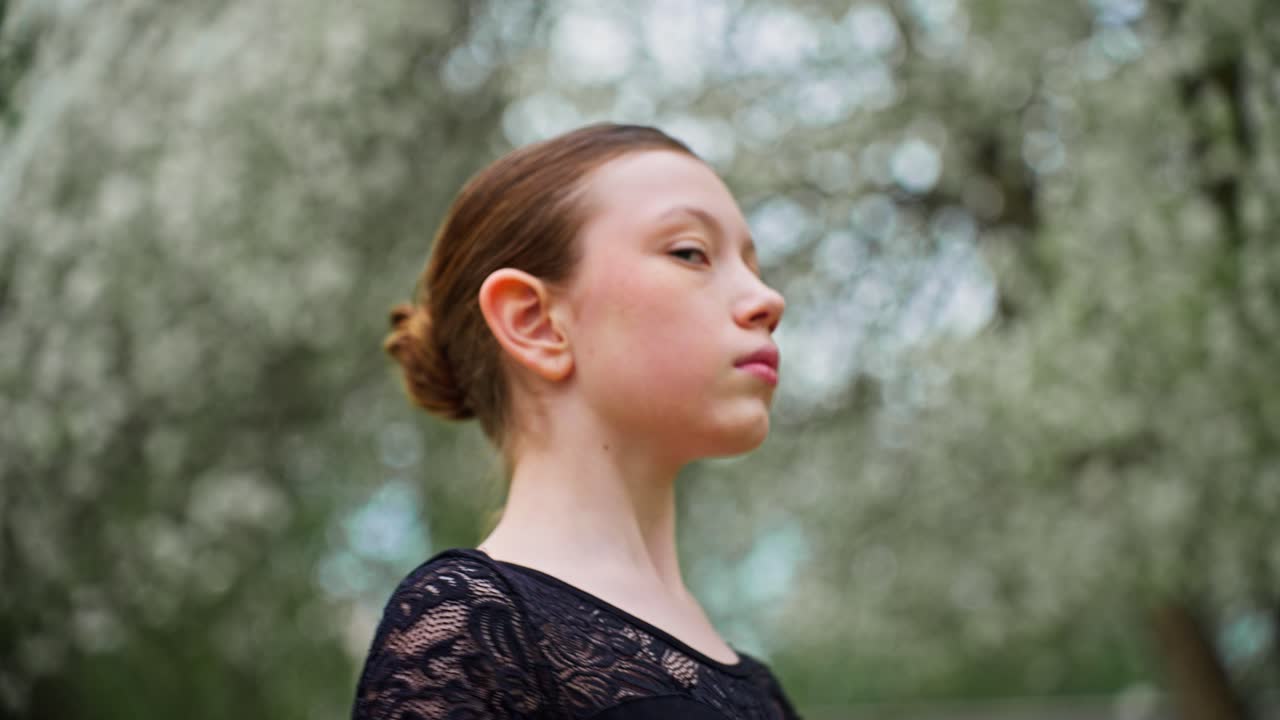 Young Ballerina in a Spring Setting