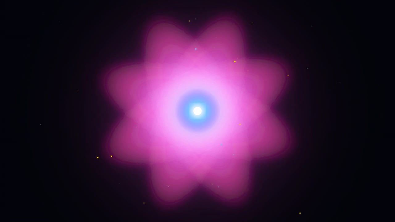 Abstract Glowing Pink Star Shape Pulsing in Dark Space