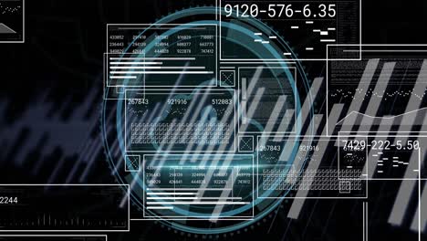 animación de la interfaz digital con procesamiento de datos sobre fondo negro