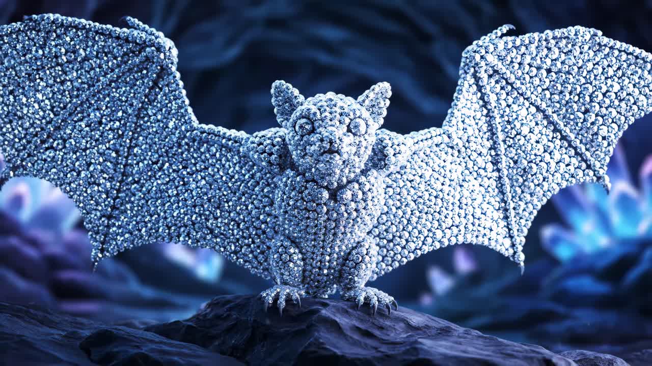 Crystal Bat Sculpture in Cave