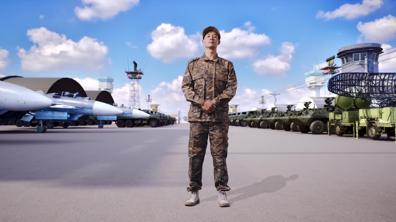 공군 기지의 군인