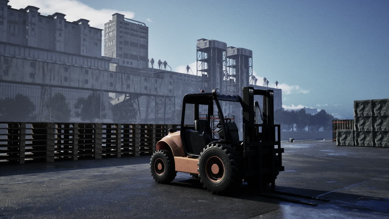 A Forklift in a Desolate Industrial Area