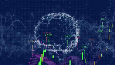 animación del giro del cerebro humano y procesamiento de datos médicos