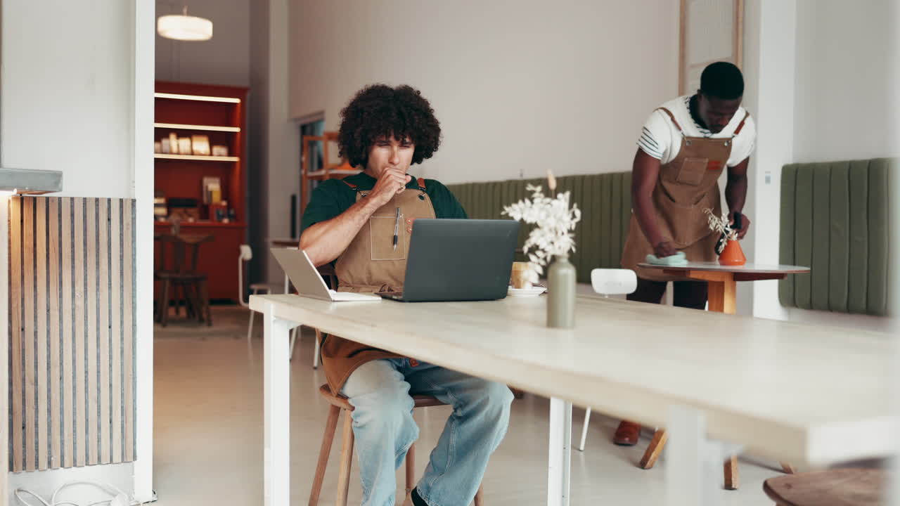 People working in a cafe