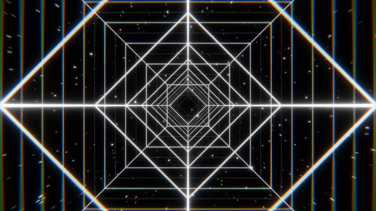 Futuristic Abstract Geometric Tunnel with Glowing White Lines