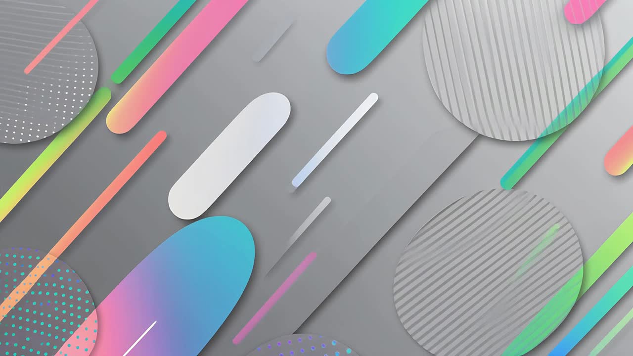 Forme geometriche astratte che si muovono su sfondo grigio