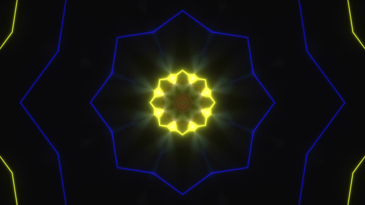 fondo de caleidoscopios de discoteca abstracto con líneas coloridas y formas geométricas animadas de neón brillante para videos musicales, vj, dj, escenario, pantallas led, espectáculos, eventos, videos de navidad, clubes nocturnos.