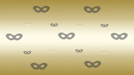 Animation-of-grey-and-white-masquerade-masks-alternating-on-beige-background