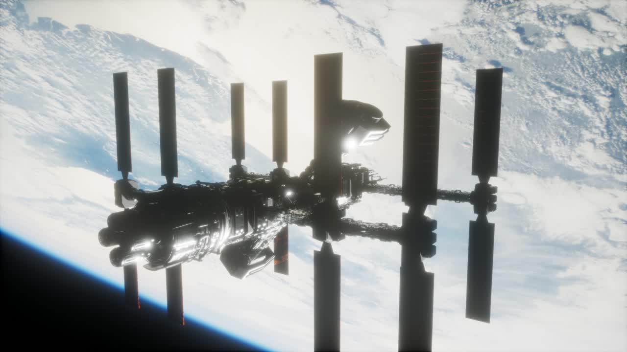 지구 위 에 있는 우주 공간 에 있는 국제 우주 정거장