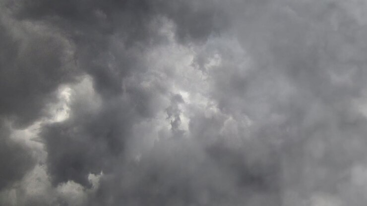 background of dark clouds with multiple lightning