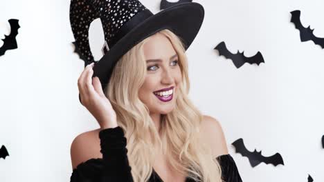 woman in halloween witch costume