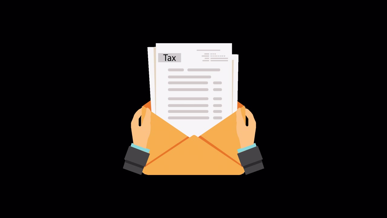 Mani animate che ricevono un documento fiscale in una busta.