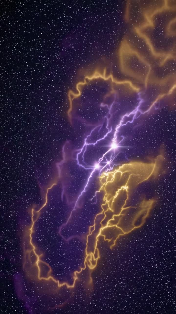 A mesmerizing cosmic scene with vibrant lightning-like patterns in space