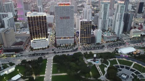 overhead aerial flight over bayfront park