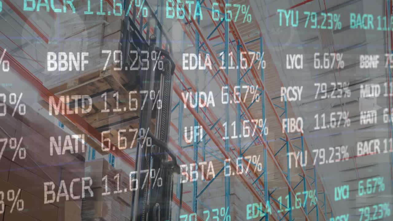 빈 창고에서 금융 데이터 처리와 주식 시장의 애니메이션