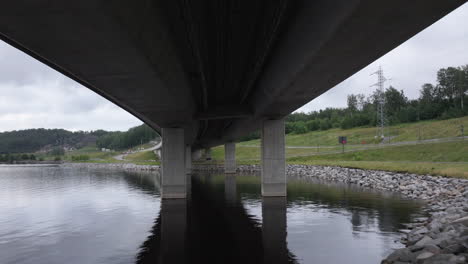 norwegian farris bridge in larvik, norway - drone shot