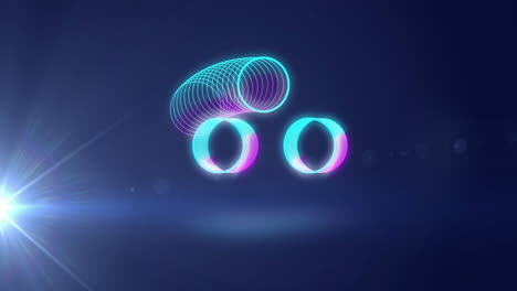 animación de círculos de neón que se mueven sobre un fondo azul.