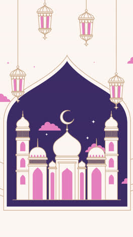 mosque illustration with lanterns