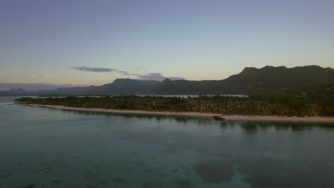 mauritius aerial view with ocean and mountain ranges