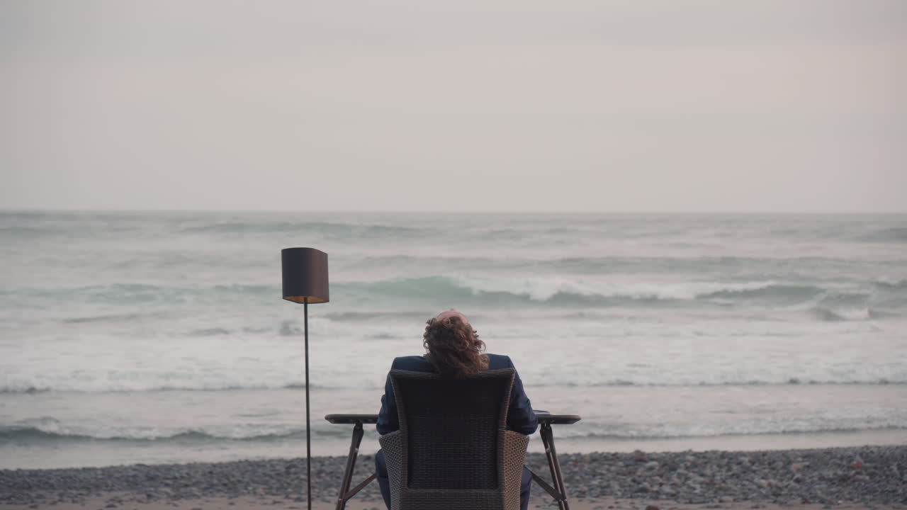 Man Chilling On Isolated Beach