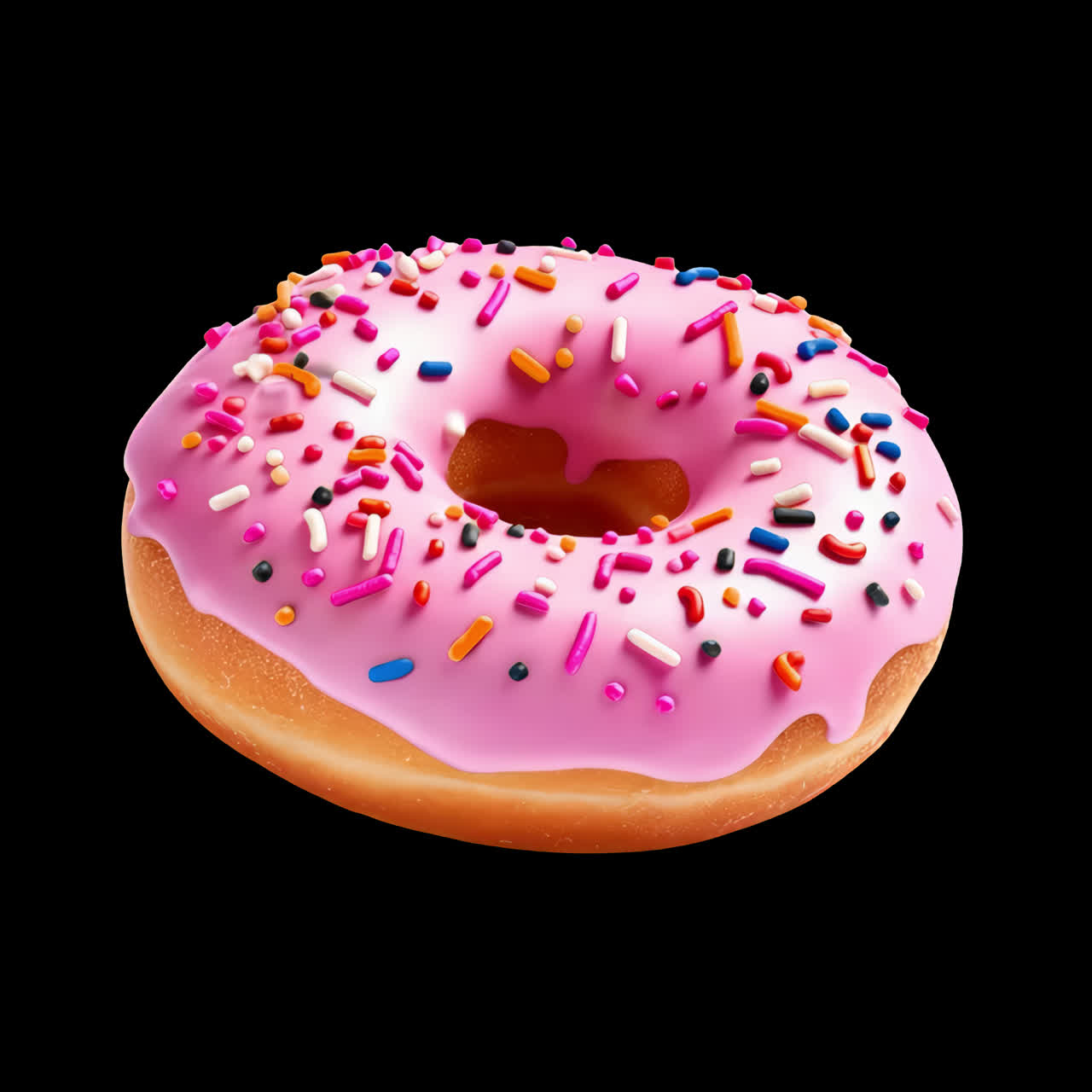 Colorful donut with sprinkles animation isolated asset, transparent 4K ...