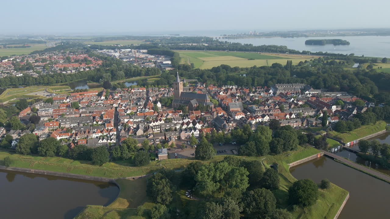 네덜란드의 작은 요새 도시인 나르덴의 아름다운 조감도
