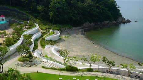 a view of a secluded beach and cove on geojedo island in the city of geoje, south korea