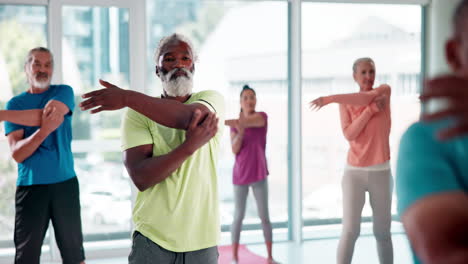 senior citizens stretching and exercising