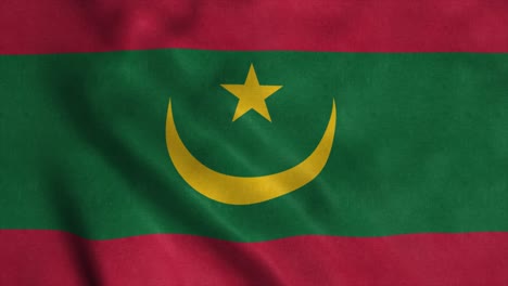la bandera nacional de mauritania está volando en el viento. 4k