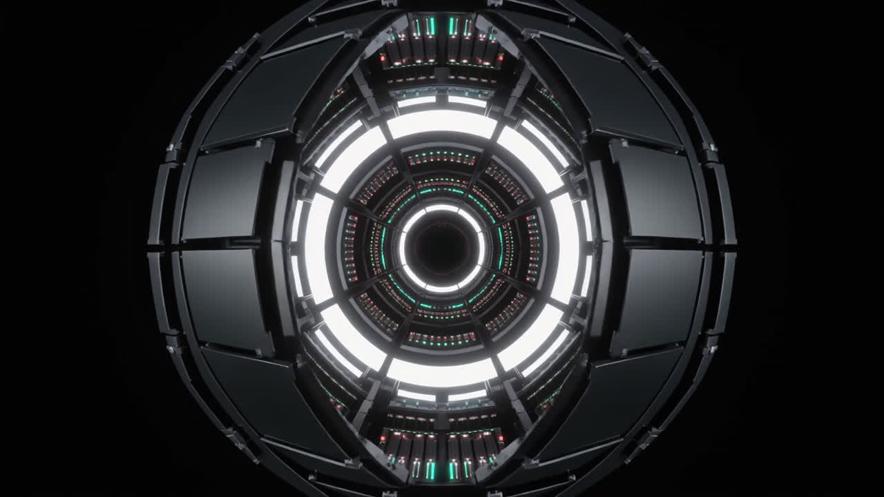 Tunnel Digitale Futuristico che si Apre e Attraversa un Nucleo di Dati