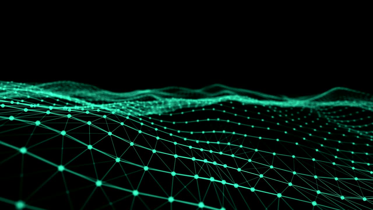 onde di maglia verde incandescente su sfondo nero