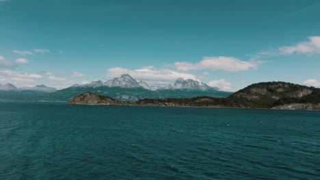 flying over the sea towards the tierra del fuego archipelago in argentina, patagonia