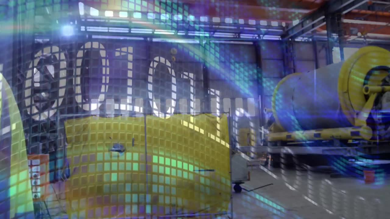 스마트 폰을 사용하는 백인 남성 노동자에 대한 데이터 처리 및 아이콘의 애니메이션