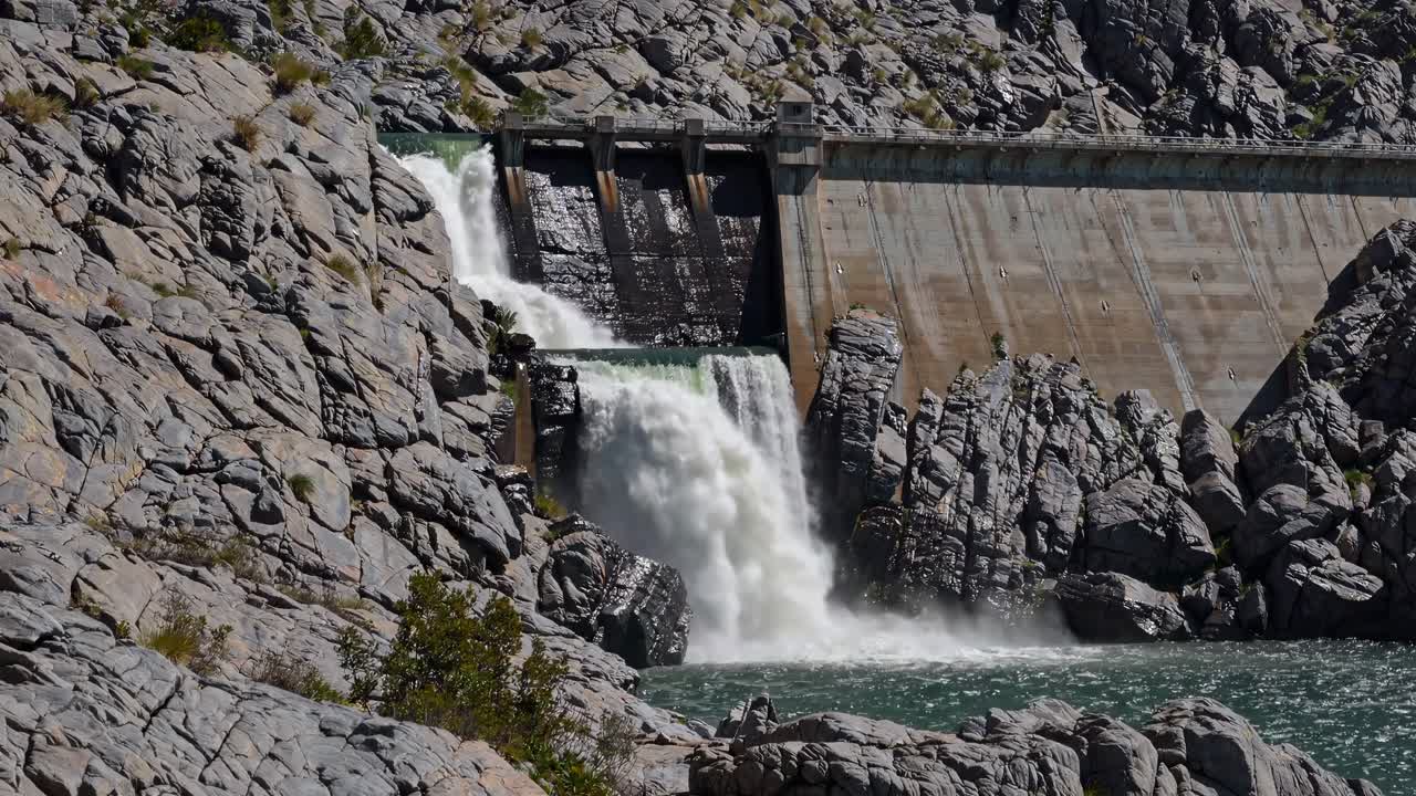 Waterfall and Dam at a Reservoir