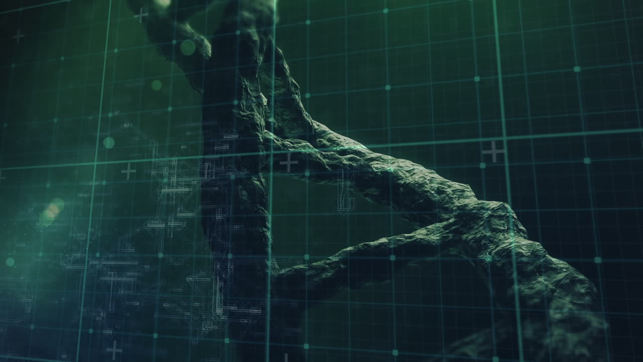 녹색 공간에서 dna 사슬을 통해 데이터 처리의 애니메이션